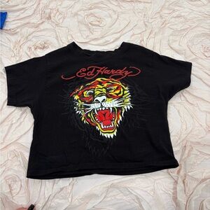 Ed Hardy Cropped Black T shirt